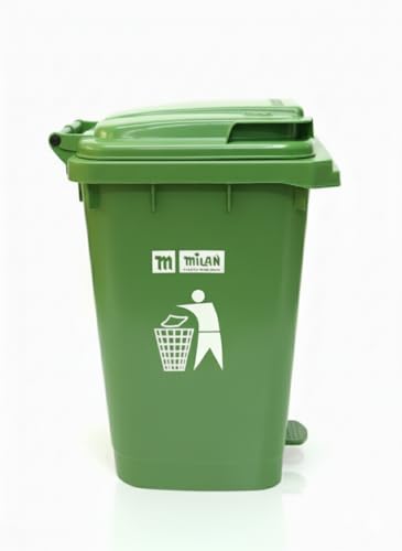 Image of Milan Plastic Garbage Waste Dustbin with Step-On Pedal 65 Ltr Green