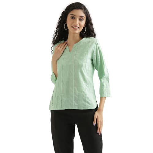 Image of SAADAA Everyday Cotton Top | Women's Regular Solid Color Top | Casual /Office Wear