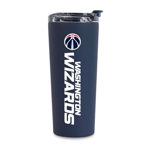 Image of Rico Industries NBA Basketball Washington Wizards Navy 24oz Stainless Steel Tumbler with Lid and Dual Functioning Lid