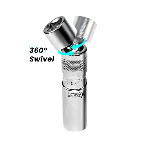 Yuesstloo 14Mm & 16Mm Magnetic Swivel Spark Plug Socket, 2 Pcs Thin Wall 3/8 Inch Drive 12-Point Removal Tool, Compatible With Bmw Benz #TOP2