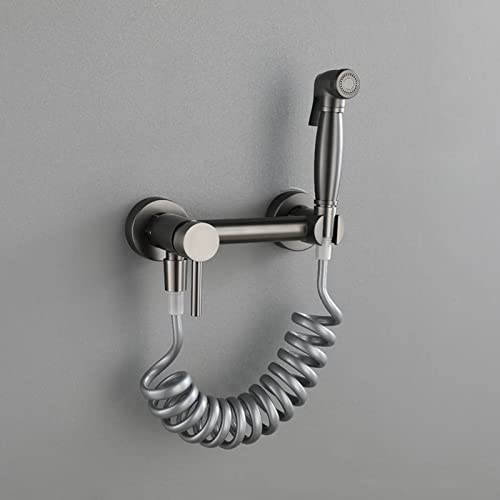 Fixation de bidet pour toilette et douchette murale pour WC gris