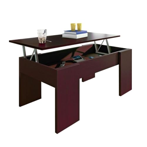 SHIITO | Modelo VINCCI- Mesa de Centro Elevable | Moderna y Funcional | Acabado en Wengue - 45,3x90x50 cm