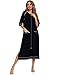RONGTAI Womens Nightgowns Half Sleeve Zipper Sleepshirts Lounge Comfy Housecoat Sleep Robe Fashion Printed with Pockets Black S