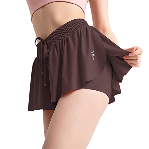 BDROX Butterfly Shorts,Women Double Layer Yoga Fitness Shorts,2 in 1 Flowy Running Shorts for Women,Fitness Shorts (M,M), Medium