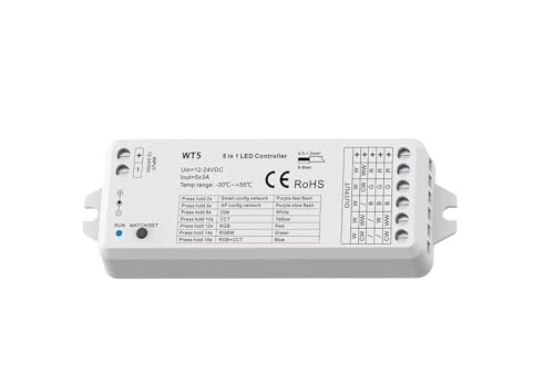 Ruban LED RGBCCT 12V étanche résout les zones d'ombre avec télécommande RT5 WT5