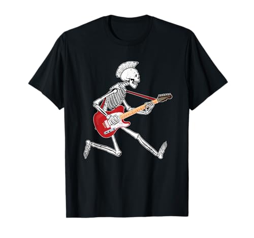 Death Metal Skeleton Guitarrista Músico de Punk Rock Bajista Camiseta