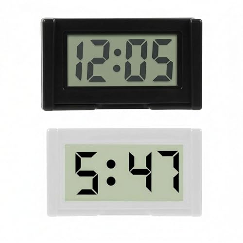 Xevtrak Horloge Voiture, Petite Horloge Numérique avec Grand Écran LCD, Voiture Tableau de Bord Auto Adhésif, Mini Électronique à Piles pour Bureau et...