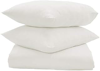Amazon Brand - Umi-100% Cotton Plain Sateen Super King Size Duvet Cover with Two Pillowcases, 300 Thread Count, Ivory, Super Soft and Comfortable, Breathable