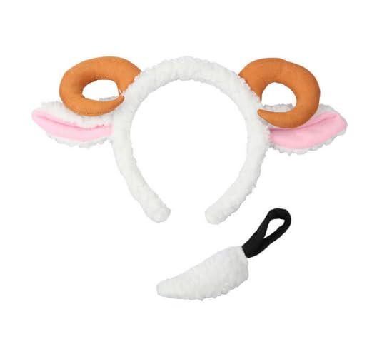jokeshop Sheep Set (White Ears with Horns & Tail) Adults Farmyard Animal Headband Accessory Nativity World Book Day Fancy Dress