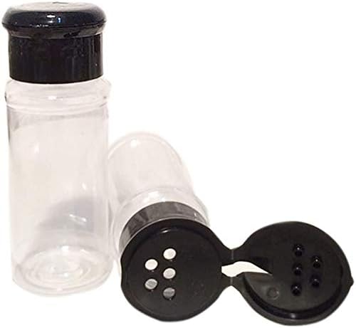 25 Pcs Empty Plastic Spice Bottles Set for Storing Barbecue Seasoning Salt Pepper and More 90 ml/3 oz Black