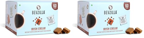 Image of Bevzilla 60 Irish Cream Flavor Instant Coffee Cubes | Made with Date Palm Jaggery & Arabica Beans | No Refined Sugar | No Preservatives | Coffee Premix with Real Ingredients| Enjoy Hot & Cold