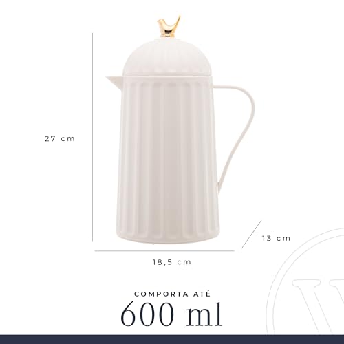 WOLFF Garrafa Térmica de Plástico Bird Branca 600ml - Enxoval - Organização - Decoração - Cozinha -
