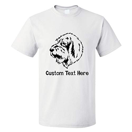 Custom Funny Graphic T Shirts for Men Basset Griffon Vendeen, Grand Head Black Cotton Top White Personalized Text Here Medium