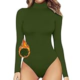 Bodysuit de mujer cálido, ajuste slim, manga larga, cuello alto, forro polar, elegante, para invierno, con cuello vuelto, de manga larga, monos, tops, manga larga, termo, con cuello vuelto, de mujer
