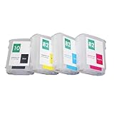 Refillable Cartridge Compatible with HP10 and HP82 Compatible with Designjet 10ps 20ps 120nr 50ps 500 800 Series Printers(10 BK 82 CMY)