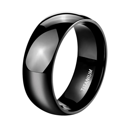 Bague de mariage en titane 8mm Simple Confort noire taille 61.5