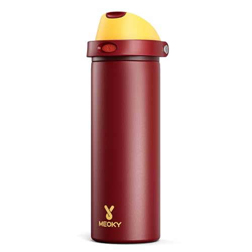 Image of 24 oz Insulated Water Bottle for Women: Meoky Stainless Steel Water Bottle with Straw and Spout Lid - Leak Proof, Cold for 24 Hours, Fits in Car Cup Holder, BPA-Free for Sports Travel, Gryffindor