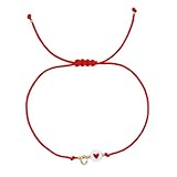 SHINUS BOHO Red String Initial C Bracelet Initial Letter String Gold Bracelets for Women Men Heart Shape Braided Personalized Birthday Friendship Mom Sister.