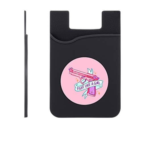 Set of 3 Cell Phone Card Wallet, Silicone Phone Card Id Cash Wallet with 3M Adhesive Stick-on Fuck Like a Girl Printed Designer Mobile Wallet for Your Phone & Tablet-image-0