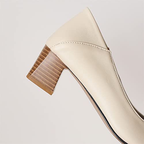 Betastella Women's Low Block Heel Loafers Square Toe Slip On Pumps Chunky Heeled Dress Office Shoes3