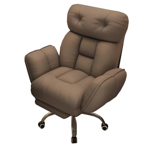 Chaise de Bureau à Dossier Haut,Ergonomique Direction roulettes,accoudoirs relevables et inclinables,Fauteuil Jeu/canapé Confortable(Marron,A)
