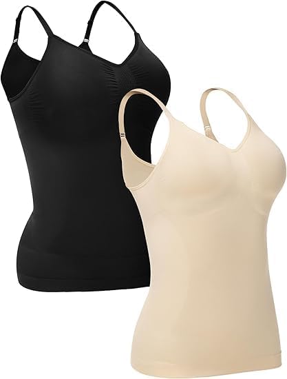 ATTLADY Compression Tank Tops for Women, High Shaping Scoop & V-Neck Cami, Shapewear Tummy Control Camisole
