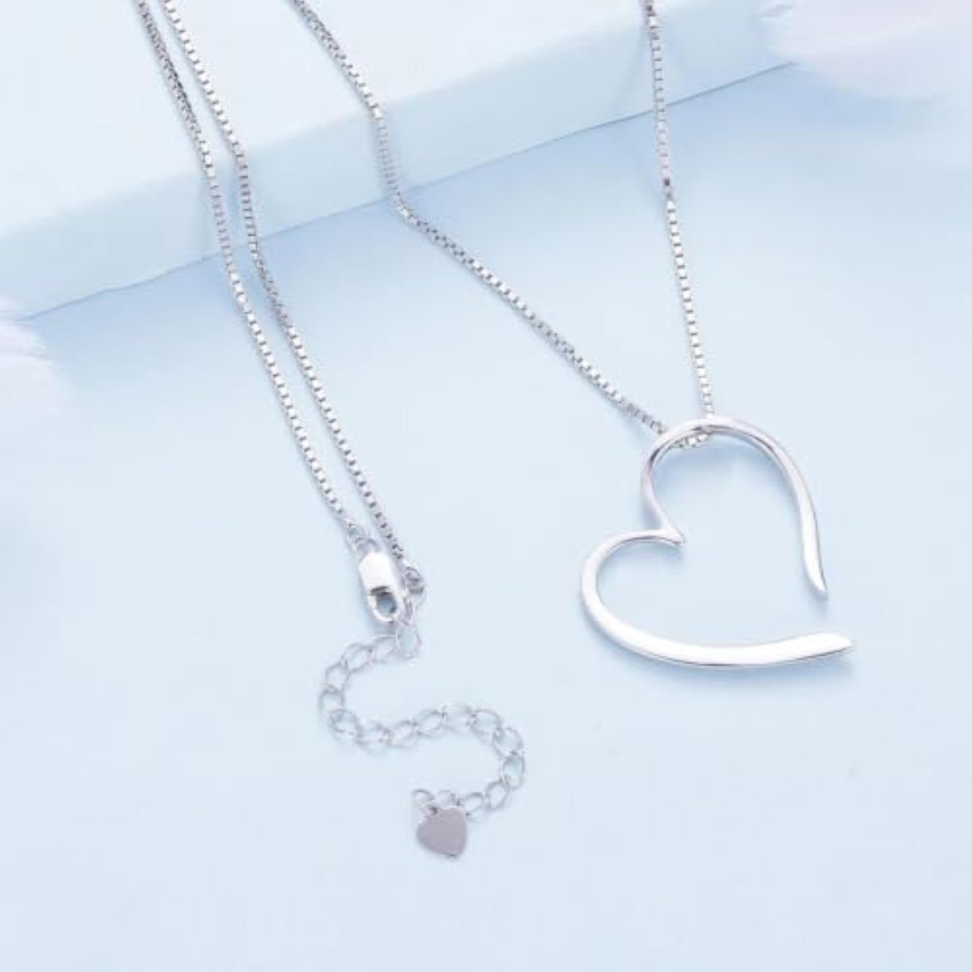 925 Sterling Silver Partial Heart Necklace for Women