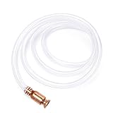 【Uso fácil】Simplemente inserte el tubo del extremo de la válvula de cobre en el líquido que se va a desviar por debajo de 10 cm, agite la manguera hacia arriba y hacia abajo, deje que el líquido entre en el tubo hasta que comience a fluir y asegúrese de que la altura del extremo del sifón (inicio del sifón ) debe estar más alto que el otro extremo de la tubería (donde se sifona), no es necesaria la succión manual