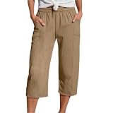 Modische, gerade geschnittene Freizeithose mit hohem Bund, sportliche, lockere Hose (Coffee-2, S)