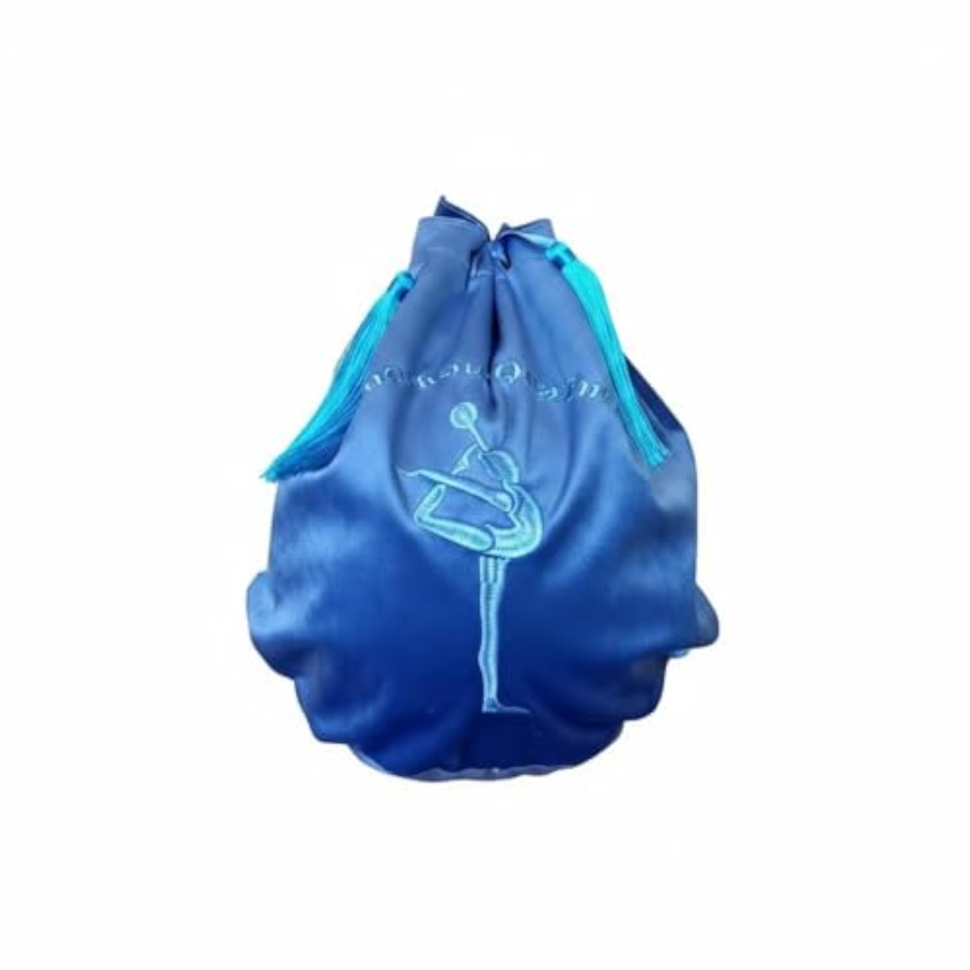 Embroidered Royal Blue Gym Ball Storage Bag with Tassel