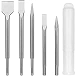 5-Piece SDS Plus Hammer Chisel Set Heavy Duty Steel SDS Drill Bit Set SDS Plus Impact Drill Bit Includes 3 Flat Chiseland 2 Point Chiselfor Concrete Tile Cement Stone Masonry and Other Brick Wall