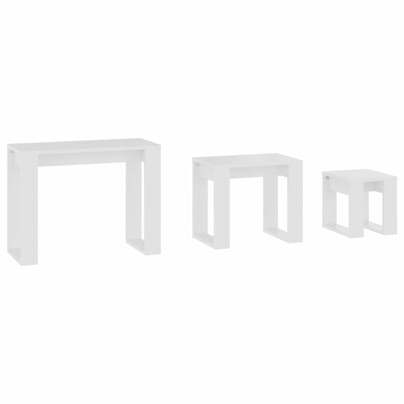 Mesa Nido de Madera de Ingeniería para Espacios Pequeños, Blanco, 3 Tamaños Distintos
