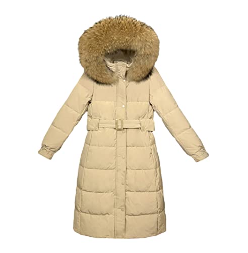 Doudoune duvet de canard blanc femme manteau long à capuche pour le grand froid