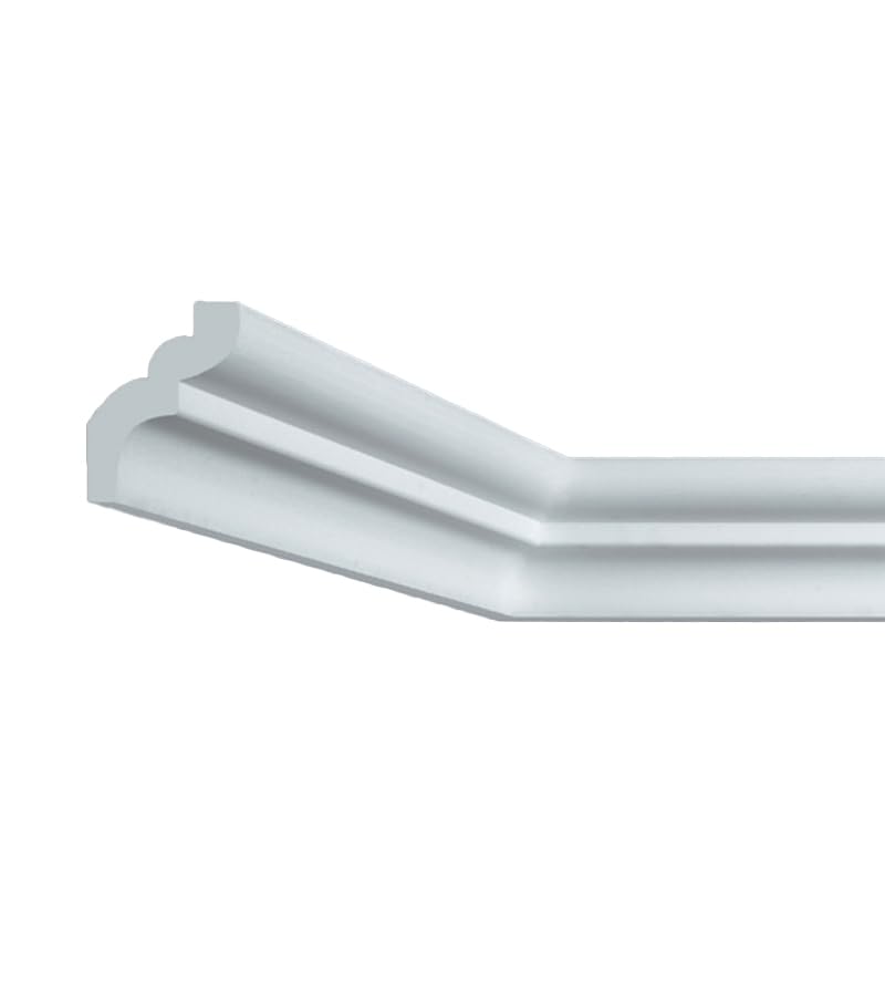 Cornice Decorativa per Soffitti e Pareti in Polistirolo Estruso 7x8 cm, Lunghezza 2 Metri, Bianca, Leggera, Stile Liscio Classico, Facile da Montare, per Interni, Controsoffitti e Decorazione Muri