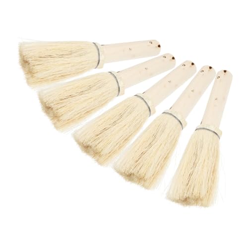 TOKIDNY Cepillo para Ollas 5 Piezas Mango de Madera Natural 13 CM Fibras Naturales de Palma y Cáñamo Resistentes Antiadherente y Desengrasante para Utensilios de Cocina y Limpieza