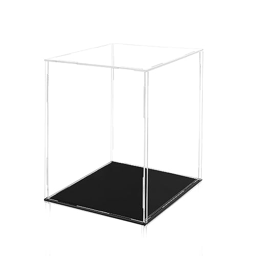 TSKDKIT Acryl Vitrine Schaukasten für Lego, Acryl-Schaukasten für Lego Darth Vader Helm mit schwarzem Boden, Staubdichte Aufbewahrungsvitrine für Actionfiguren Funko Pop Modell, 20 x 20 x 25 cm