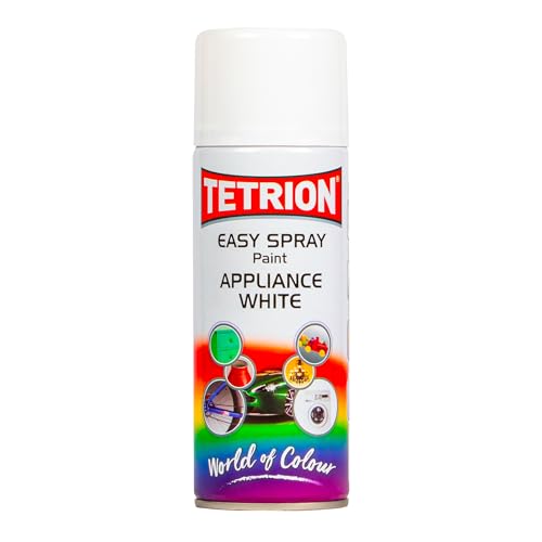 Image of Tetrion Easy Spray Paint - Appliance White 400ml - Acrylic Spray for Wood, Metal, Plastic & More, Long Lasting, Use with Hi-Build Primer - Indoor & Outdoor Use, 13.5 Oz