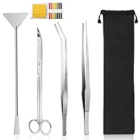 UDQYQ 4 Stück Aquarium Aquascaping Tools,Premium Edelstahl Wasserpflanzen Werkzeuge Anti-Rost Pinzette Schere Schaber Werkzeug Set für Fisch Tank Reinigung Pflanze Trimmen. (Silber)
