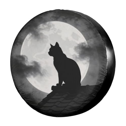 Image of Delerain Black Cat Spare Tire Covers for RV Trailer SUV Truck and Many Vehicle, Wheel Covers Sun Protector Waterproof, (14 Inch for Diameter 23 inch-27 inch)