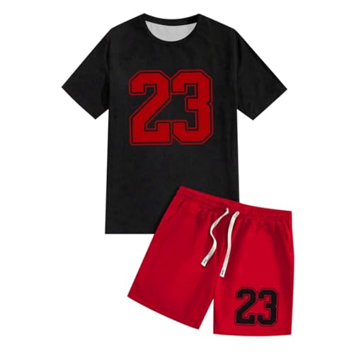 Ensemble homme été short cordon de serrage et t-shirt manches courtes rouge