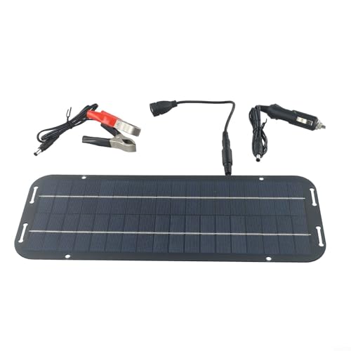 RichVibe Cargador solar de batería de coche de 60 W, 12 V, kit de panel solar monocristalino con adaptador de clip de cocodrilo para coche, caravana, barco, caravana (1 juego)