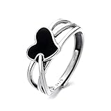 Anillos de plata de ley 925 ajustables con diseño de corazón negro y múltiples capas, anillo de compromiso de amor infinito, eternidad, alianzas de boda, joyería delicada, regalos para mujeres y niñas