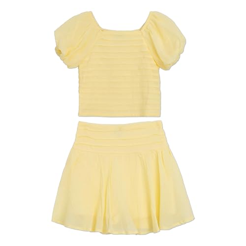 Image of Speechless Girls' Puff Sleeve Pleated Top and Skater Mini Skirt Set