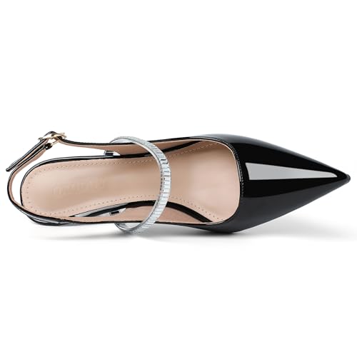 Women's Slingback Kitten Heel Pointed Toe Dress Pumps Shoes Pointed Closed Toe Ankle Strap Elegant Wedding Pumps Formal Comfortable Shoes3