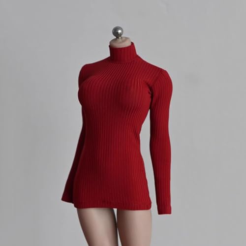 Vêtements femme 1/6 rouge profond pull serré extensible AMITD - 3