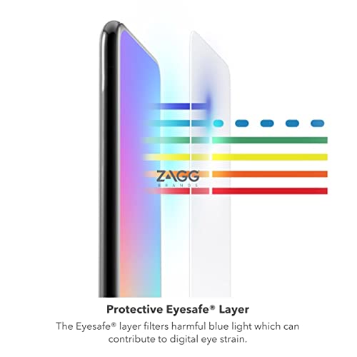 Image of ZAGG Glass Elite VisionGuard Screen Protector for iPhone SE (3rd /2nd Gen), 8, 7, 6s, 6 - Blue Light Filter, Aluminosilicate Glass, Scratch & Shatter Protection, InvisibleShield, Easy Install