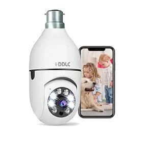 DDLC Wi-Fi Camera CCTV Camera 1080p Wireless PTZ Bulb Shape V380 Pro | Indoor 360 Smart Home Security Camera Light Vision 24x7 Continuous Recording with Motion Sensor LED Light (Light Bulb)