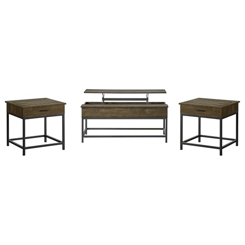 Coaster Home Furnishings Byers 3-Piece Lift Top Coffee and End Table Set Brown Oak