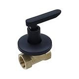 Dnyta Brass Concealed Water Stop Valve, Water Shut Off Valve Flow Control Pressure Regulator for Kitchen Bathroom (3/4 in, Black)