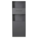 XLIHAWY Mobiletto Portarifiuti Da Incasso Con Ribalta, Pattumiera Nascosta Per Il Bagno, Nicchia In Acciaio Inox Con Portarotolo(Grey)